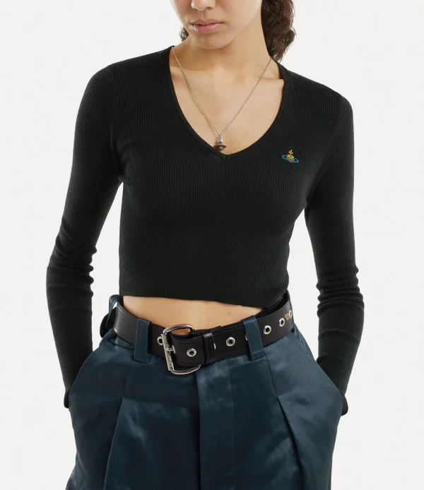 Vivienne Westwood Bea Cropped V-neck | Women Tops And Shirts | Knitwear