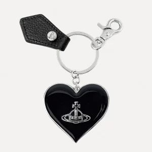 Vivienne Westwood Grain Leather Mirror Heart Orb | Women Keyrings | Keyrings