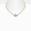 Vivienne Westwood Mini Bas Relief Pearl Choker | Women Necklaces | Classic Styles