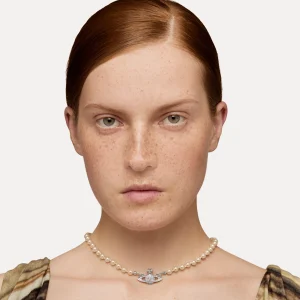 Vivienne Westwood Mini Bas Relief Pearl Choker | Women Necklaces | Classic Styles