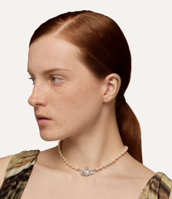 Vivienne Westwood Mini Bas Relief Pearl Choker | Women Necklaces | Classic Styles