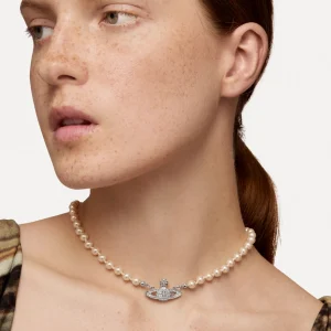 Vivienne Westwood Mini Bas Relief Pearl Choker | Women Necklaces | Classic Styles