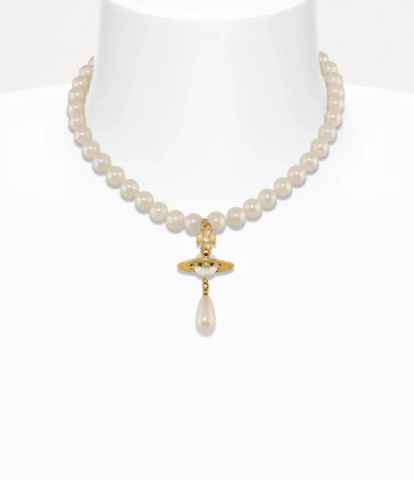 Vivienne Westwood One Row Pearl Drop Choker | Women Necklaces | Classic Styles