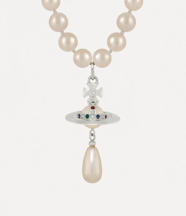 Vivienne Westwood One Row Pearl Drop Choker | Women Necklaces | Classic Styles
