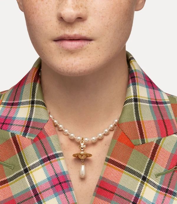 Vivienne Westwood One Row Pearl Drop Choker | Women Necklaces | Classic Styles