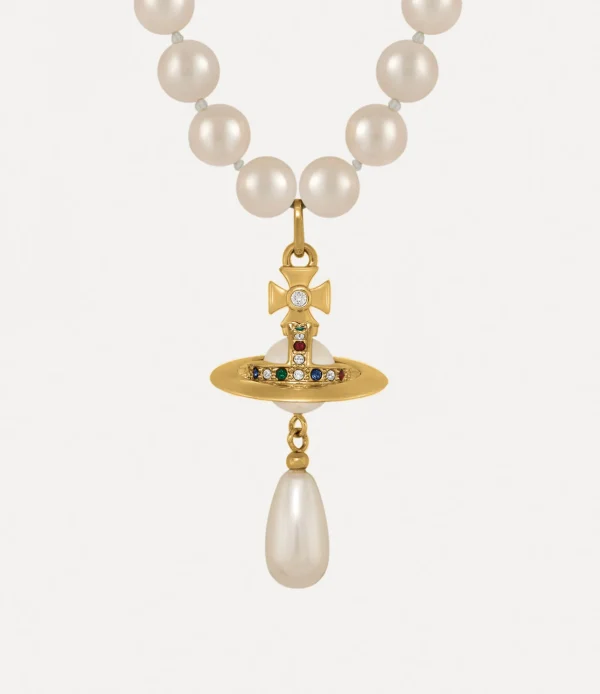 Vivienne Westwood One Row Pearl Drop Choker | Women Necklaces | Classic Styles