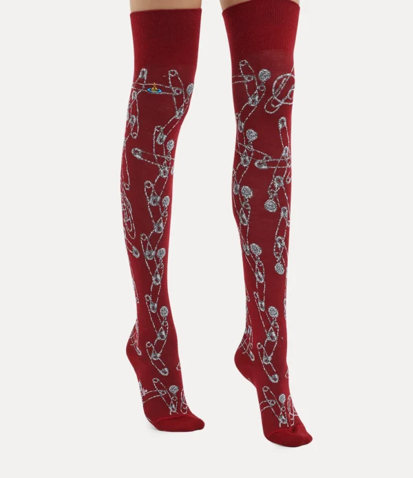Vivienne Westwood Safety Pin Over The Knee Socks | Women Socks | Socks And Tights