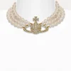 Vivienne Westwood Three Row Pearl Bas Relief Choker | Women Necklaces | Classic Styles