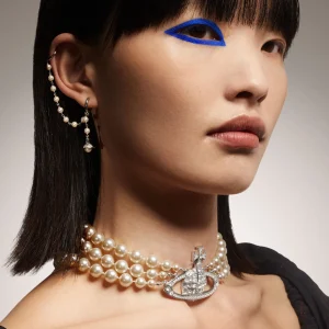 Vivienne Westwood Three Row Pearl Bas Relief Choker | Women Necklaces | Classic Styles