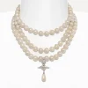 Vivienne Westwood Three Row Pearl Drop Choker | Women Necklaces | Classic Styles