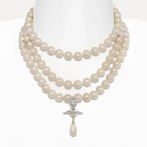 Vivienne Westwood Three Row Pearl Drop Choker | Women Necklaces | Classic Styles