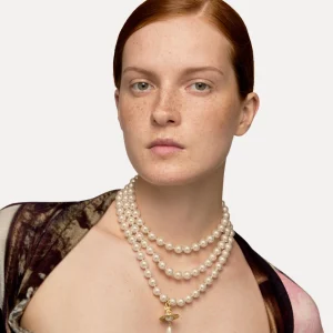 Vivienne Westwood Three Row Pearl Drop Choker | Women Necklaces | Classic Styles