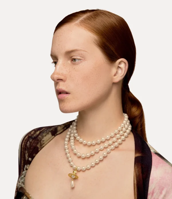 Vivienne Westwood Three Row Pearl Drop Choker | Women Necklaces | Classic Styles