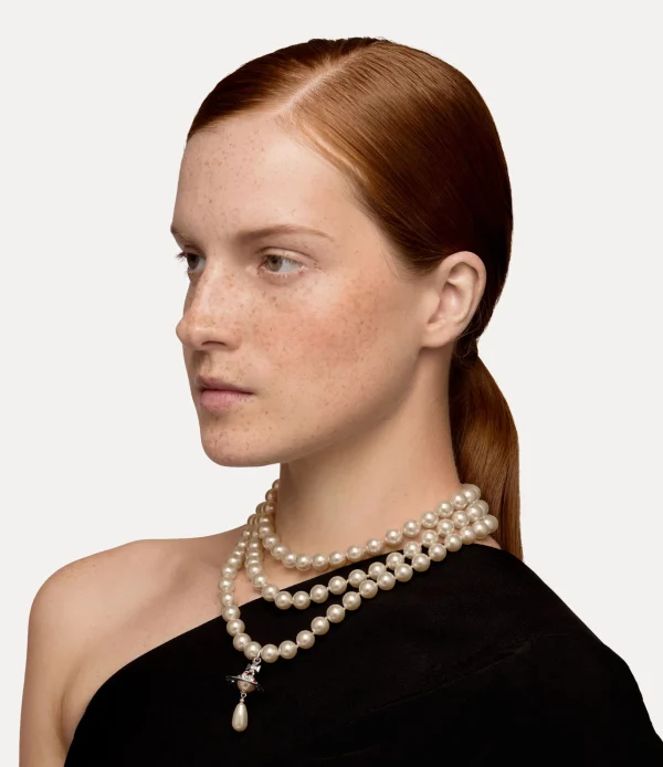 Vivienne Westwood Three Row Pearl Drop Choker | Women Necklaces | Classic Styles