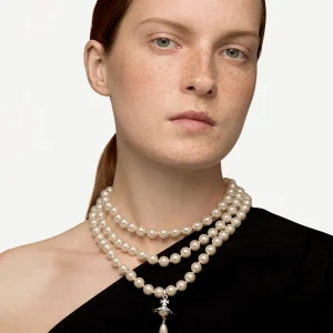 Vivienne Westwood Three Row Pearl Drop Choker | Women Necklaces | Classic Styles